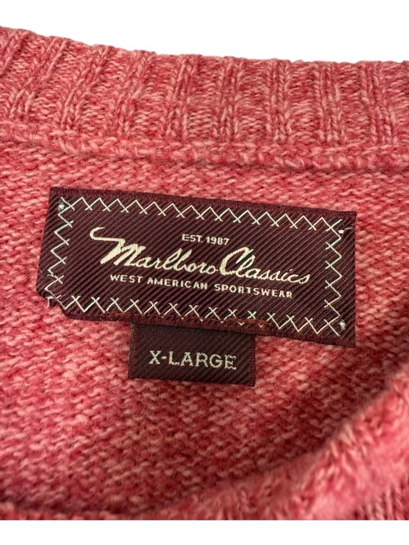 VINTAGE Marlboro Classics Maglione XL | Rosso Mélange | Girocollo